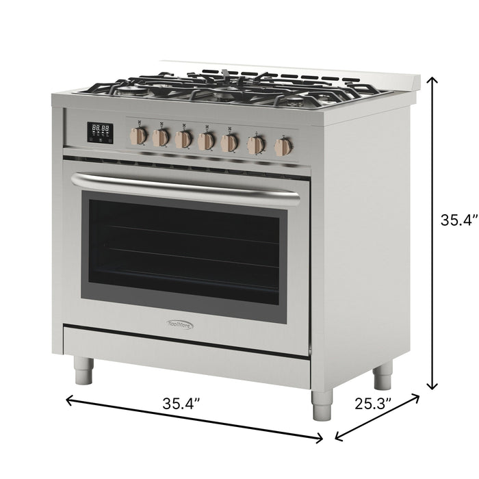 36 in. Stainless Steel Professional Gas range with Legs, KM-FR36GL-SS.