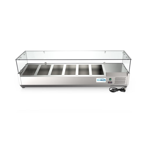 59 in. Six Pan Refrigerated Countertop Condiment Prep Station - SCDC-6P-SG