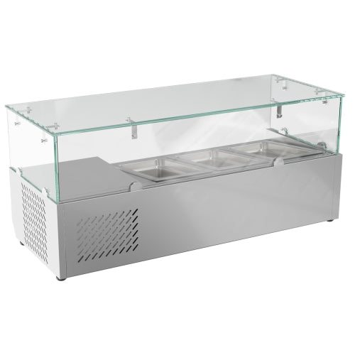 40 in. Three Pan Refrigerated Countertop Condiment Prep Station - SCDC-3P-SSL