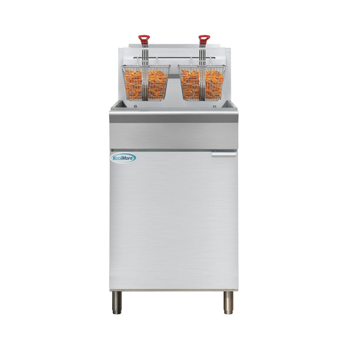 75 lb. Floor Standing Natural Gas Commercial Fryer with 150,000 BTU in Stainless-Steel, ETL Listed (KM-FDF75-NG)