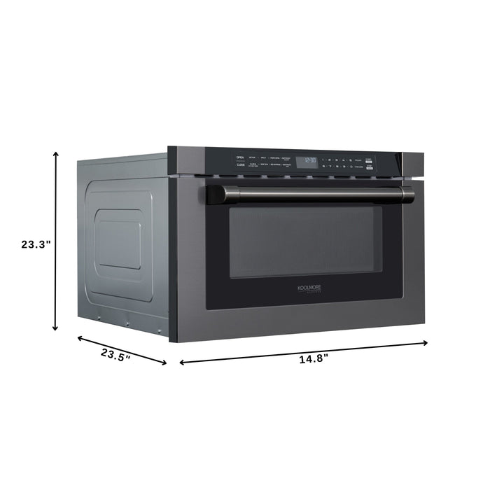 KoolMore Reserve 24 in. Microwave Drawer – 1.2 cu. ft., Black Stainless (KM-MD-1BSS)