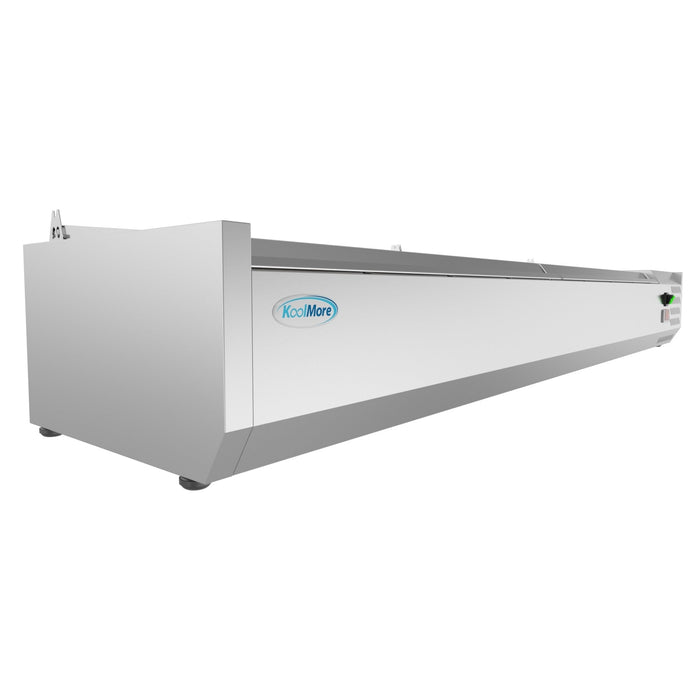 71 in. Eight Pan Refrigerated Countertop Condiment Prep Station - SCDC-8P-SSL