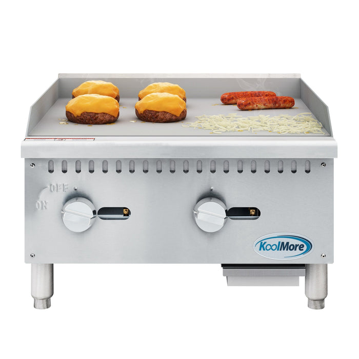 24 in. Natural Gas 2-Burner Griddle with 60,000 BTU in Stainless-Steel (KM-GG2-24M)