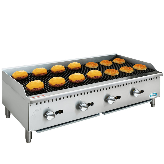 48 in. Commercial 4-Burner Natural Gas Charbroiler with 120,000 BTU in Stainless-Steel KM-GCB4-48M)