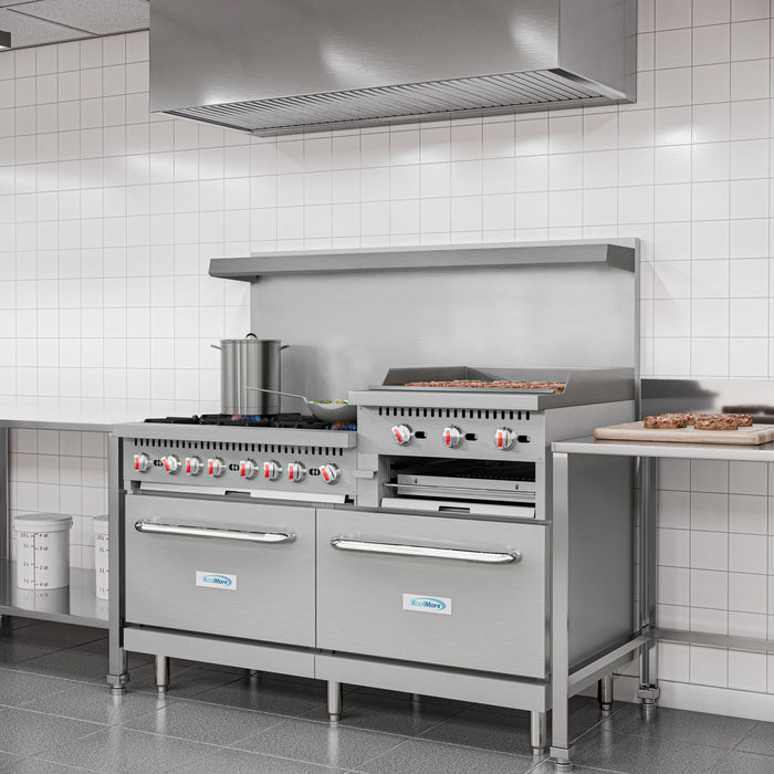 60 in. Commercial LP Range with 24 in. Griddle and Broiler in Stainless-Steel (KM-CRGB60-LP)
