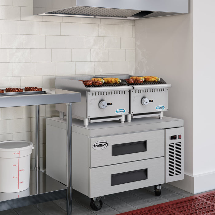 16 in. Commercial 1-Burner Natural Gas Charbroiler with 30,000 BTU in Stainless-Steel (KM-GCB1-18M)
