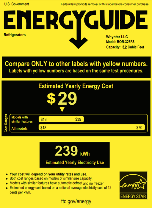 Whynter - Stainless Steel 3.2 cu. ft. Indoor / Outdoor Beverage Refrigerator | BOR-326FS