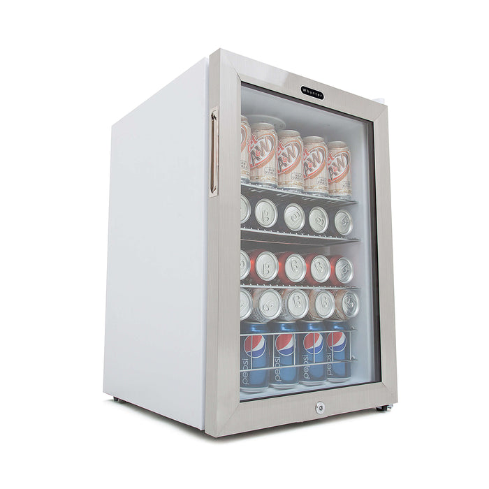 Whynter - Beverage Refrigerator With Lock - Stainless Steel 90 Can Capacity | BR-091WS