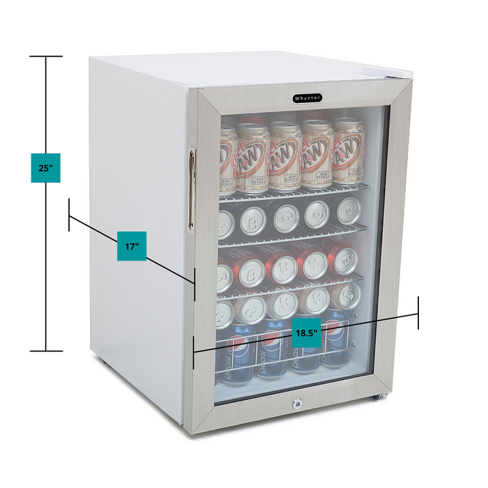 Whynter - Beverage Refrigerator With Lock - Stainless Steel 90 Can Capacity | BR-091WS