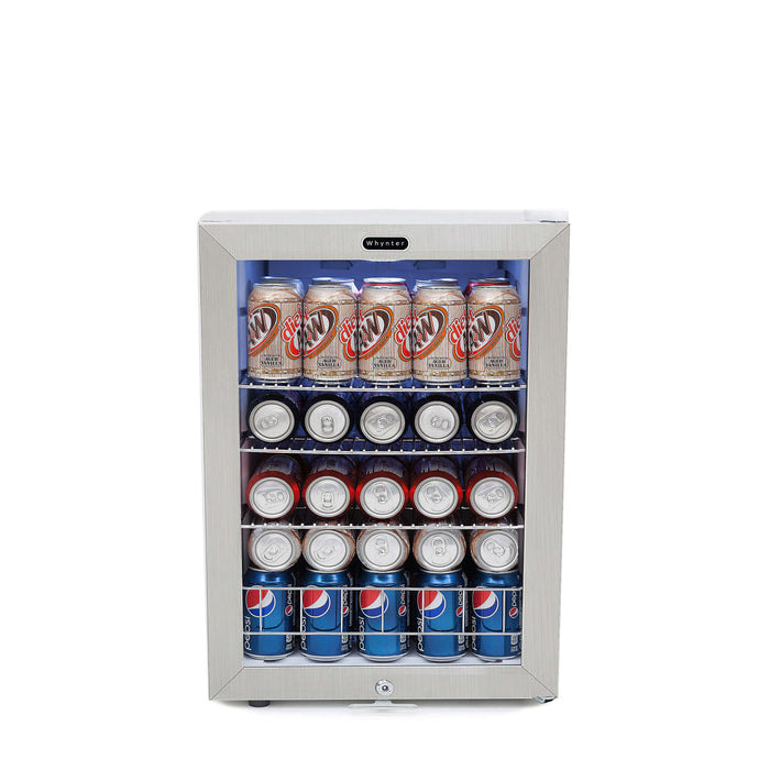 Whynter - Beverage Refrigerator With Lock - Stainless Steel 90 Can Capacity | BR-091WS