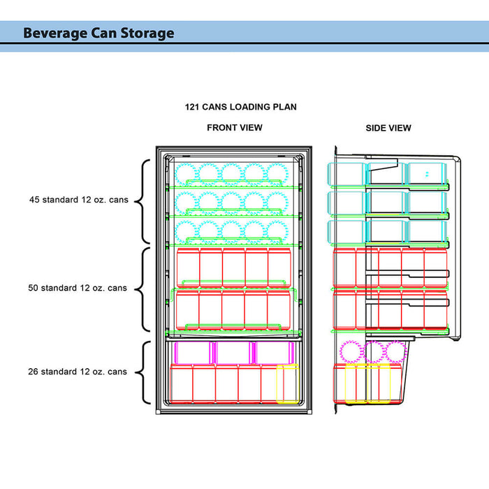 Whynter - Freestanding 121 can Beverage Refrigerator with Digital Control and Internal Fan | BR-1211DS