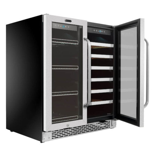 Whynter - 30 Built-In French Door Dual Zone 33 Bottle Wine Refrigerator 88 Can Beverage Center | BWB-3388FDS