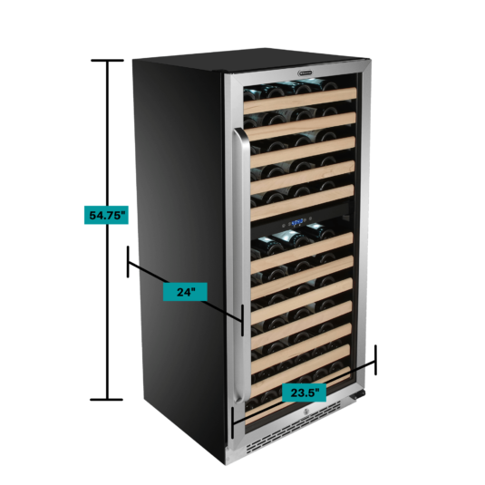 Whynter - 92 Bottle Built-in Stainless Steel Dual Zone Compressor Wine Refrigerator | BWR-0922DZ