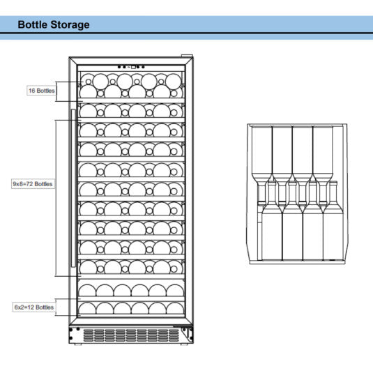 Whynter - 100 Bottle Built-in Stainless Steel Compressor Wine Refrigerator | BWR-1002SD