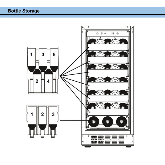 Whynter - Elite 33 Bottle Seamless Stainless Steel Door Single Zone Built-in Wine Refrigerator | BWR-331SL