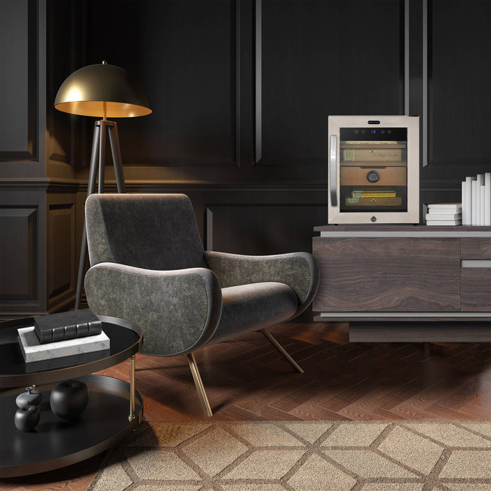 Whynter - 1.2 cu. ft. Stainless Steel Digital Control and Display Cigar Humidor with Spanish Cedar Shelves | CHC-123DS