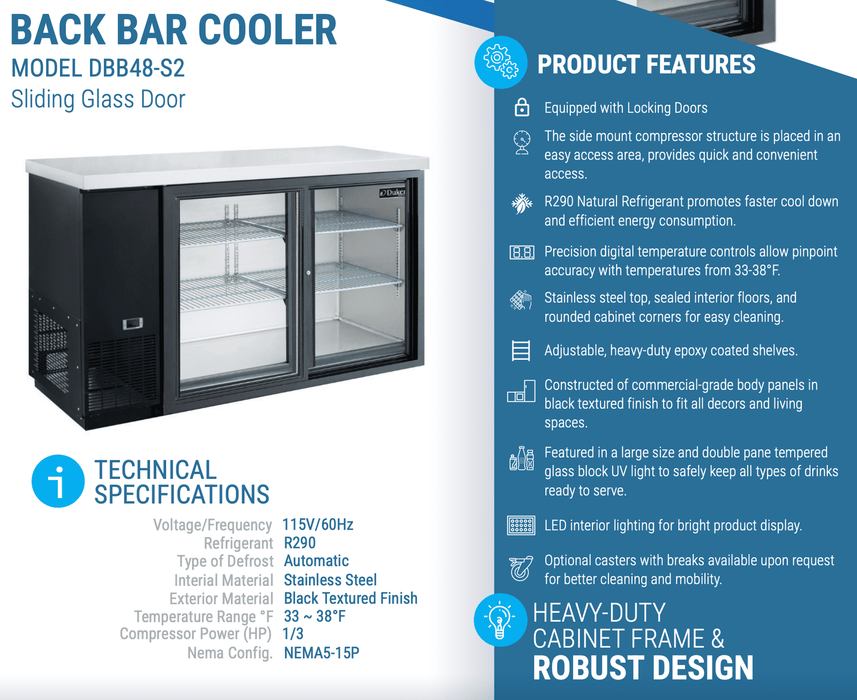 Dukers Back Bar Beverage Cooler