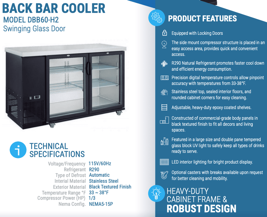 Dukers Back Bar Beverage Cooler