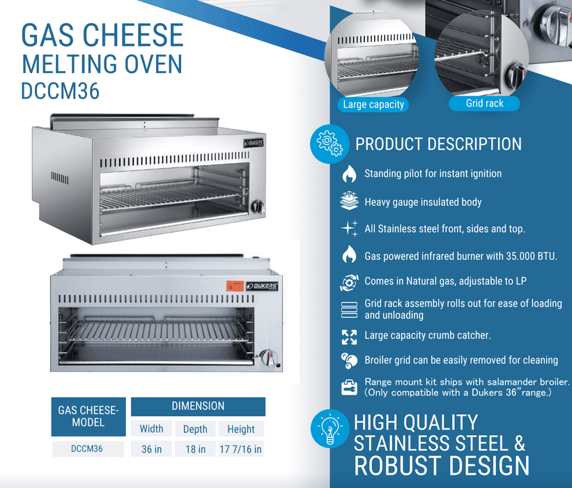 Dukers DCCM36 Gas Cheese Melter