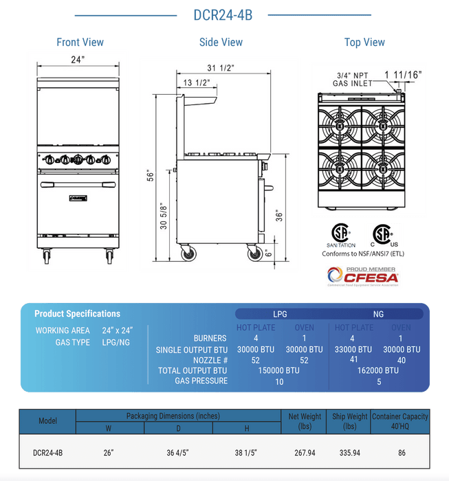 Dukers Gas Oven Range