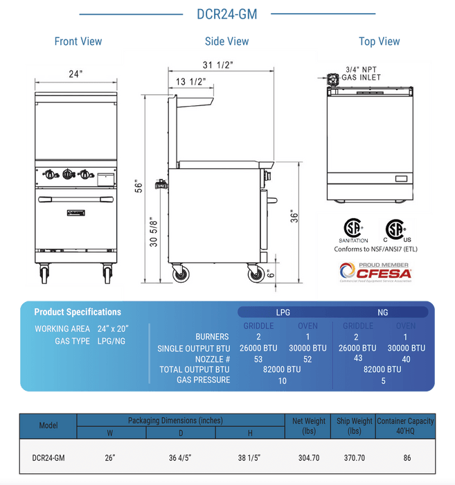 Dukers Gas Oven Range