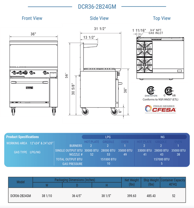 Dukers Gas Oven Range