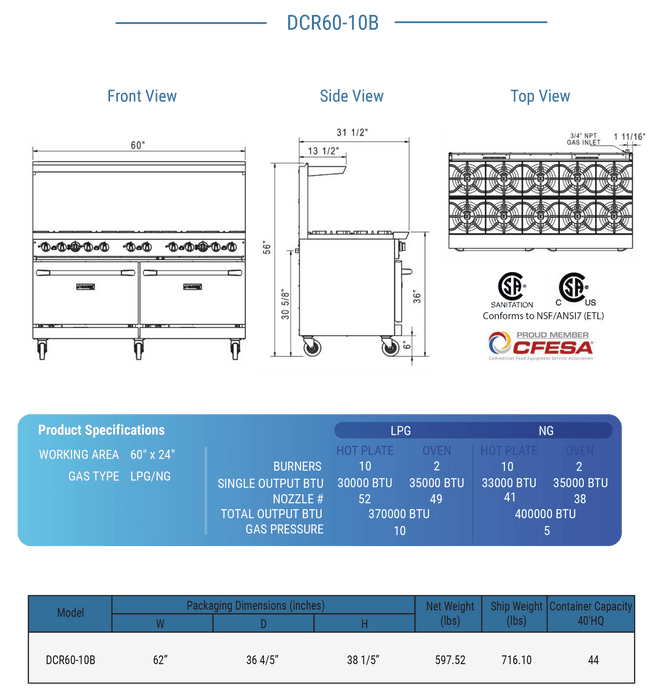 Dukers Gas Oven Range