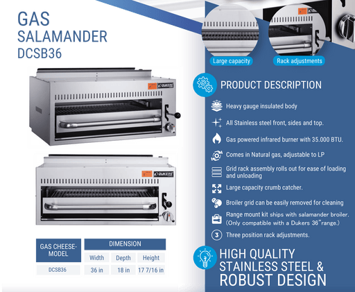 Dukers DCSB36 Gas Salamander - CulinaryProfis