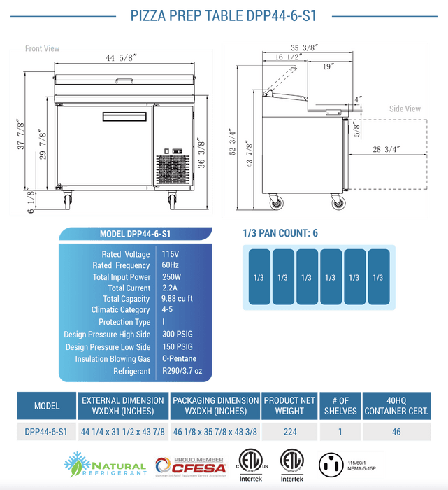 Dukers Pizza Prep Station Refrigerator