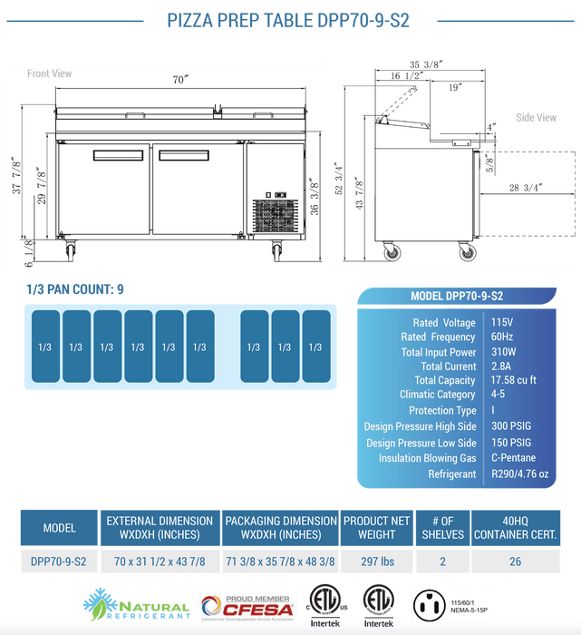Dukers Pizza Prep Station Refrigerator