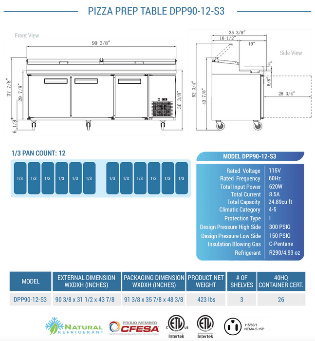 Dukers Pizza Prep Station Refrigerator