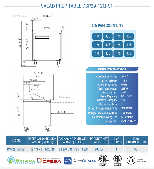 Dukers Salad Prep Station Refrigerator