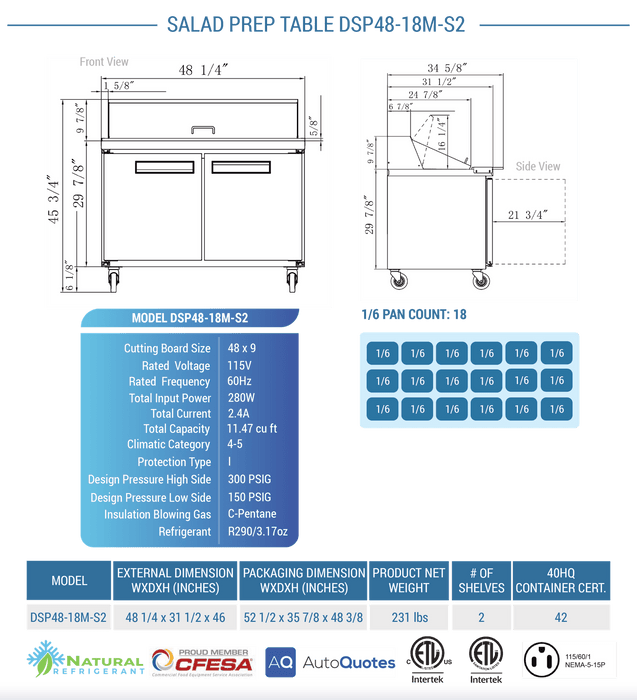 Dukers Salad Prep Station Refrigerator