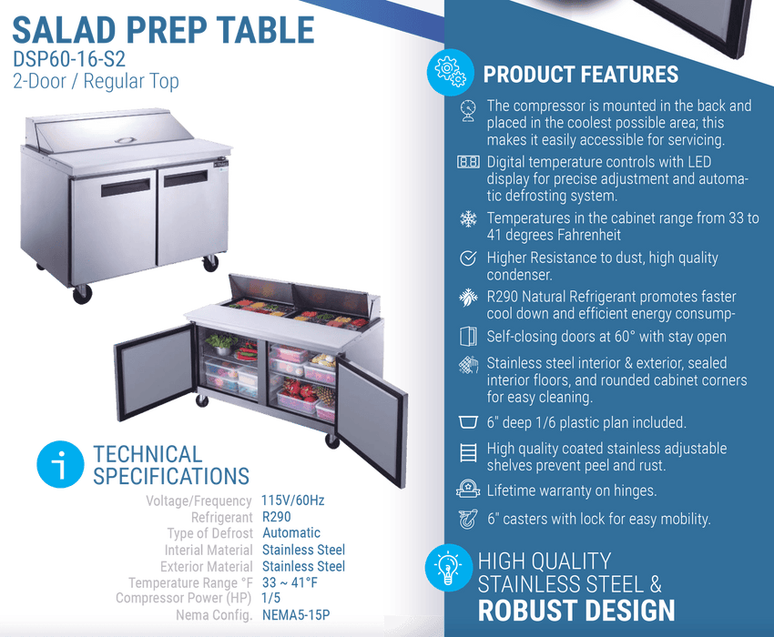 Dukers Salad Prep Station Refrigerator
