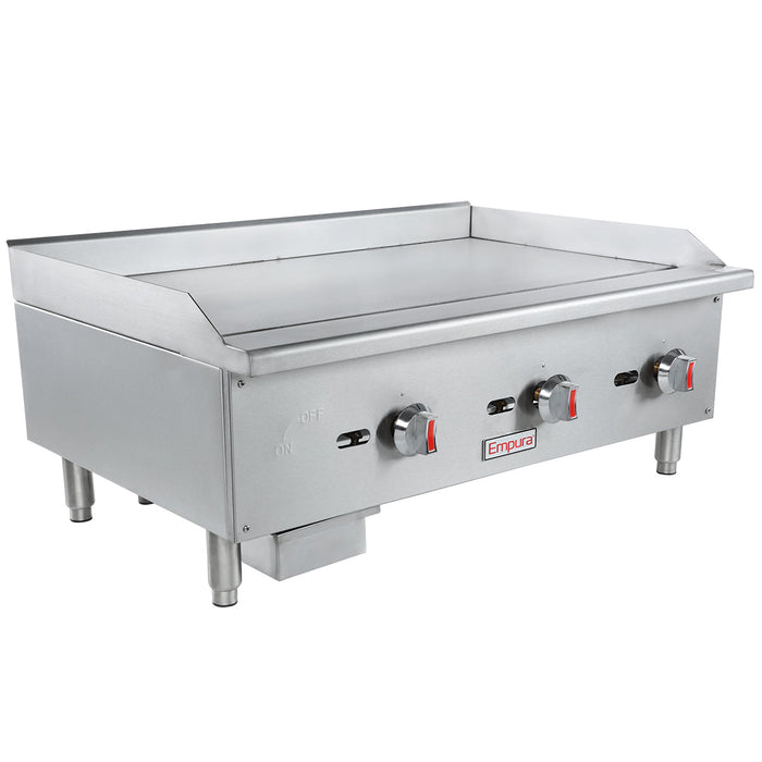 36" Standard Duty Commercial Countertop Gas Griddle with Manual Controls - 90,000 BTU