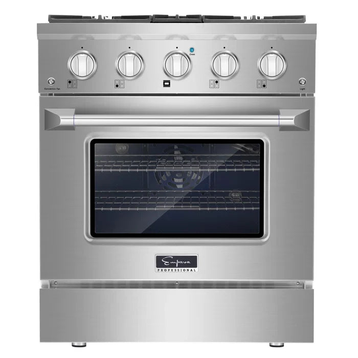 Empava EMPV-30GR07 30" Slide-In Natural Gas Range - 4.2 cu.ft Single Oven with 4 Burners