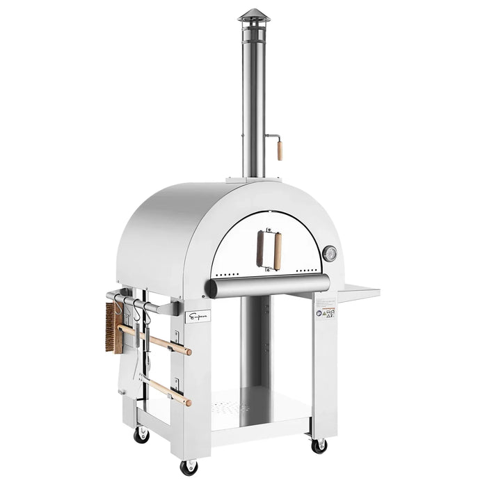 Empava EMPV-PG05 Outdoor Wood Fired Pizza Oven - Stainless Steel with Side Table