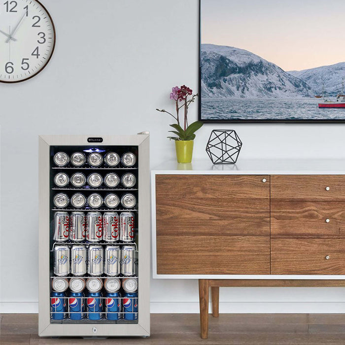 Whynter - Beverage Refrigerator With Lock - Stainless Steel 120 Can Capacity | BR-128WS