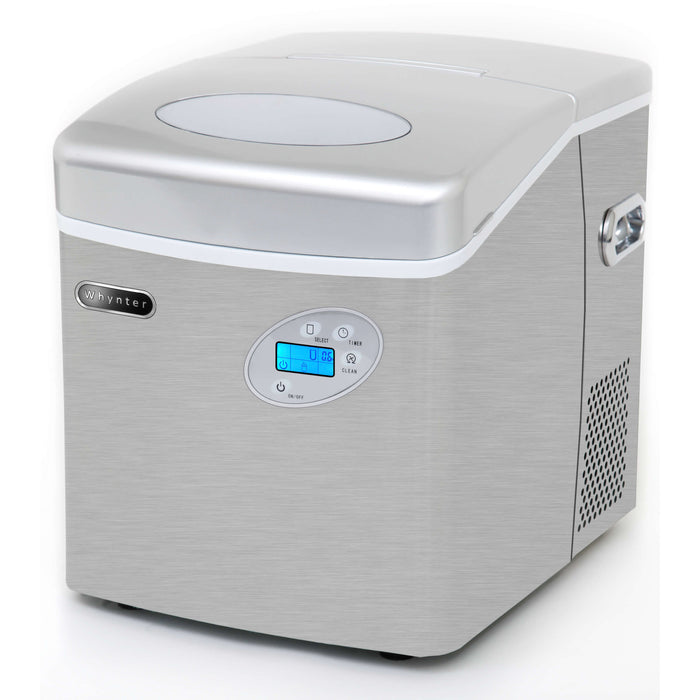Whynter - Portable Ice Maker with 49lb Capacity Stainless Steel with Water Connection | IMC-491DC