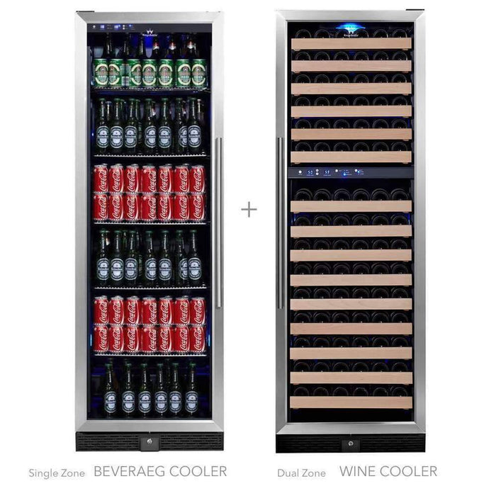 KingsBottle Wine And Beverage Refrigerator Combo With Glass Door