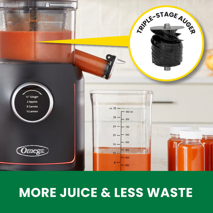 Omega OMSMBTBK13 180W Ultimate Performance Batch Juicer - IntelliDial Cold Press Smart Juicer