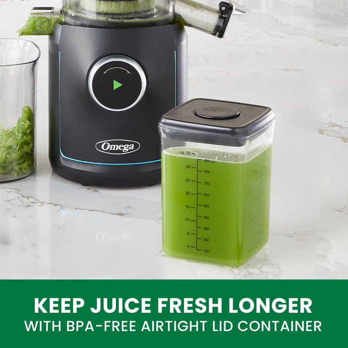 Omega OMSMBTBK13 180W Ultimate Performance Batch Juicer - IntelliDial Cold Press Smart Juicer