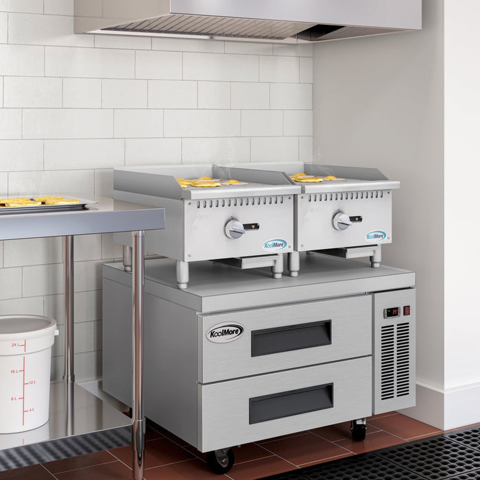 18 in. Natural Gas 1-Burner Griddle with 30,000 BTU in Stainless-Steel (KM-GG1-18M)