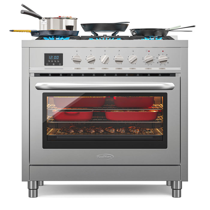 36 in. Professional Dual Fuel Range in Stainless Steel with Legs, 4.3 cu. ft. KM-FR36DF-SS