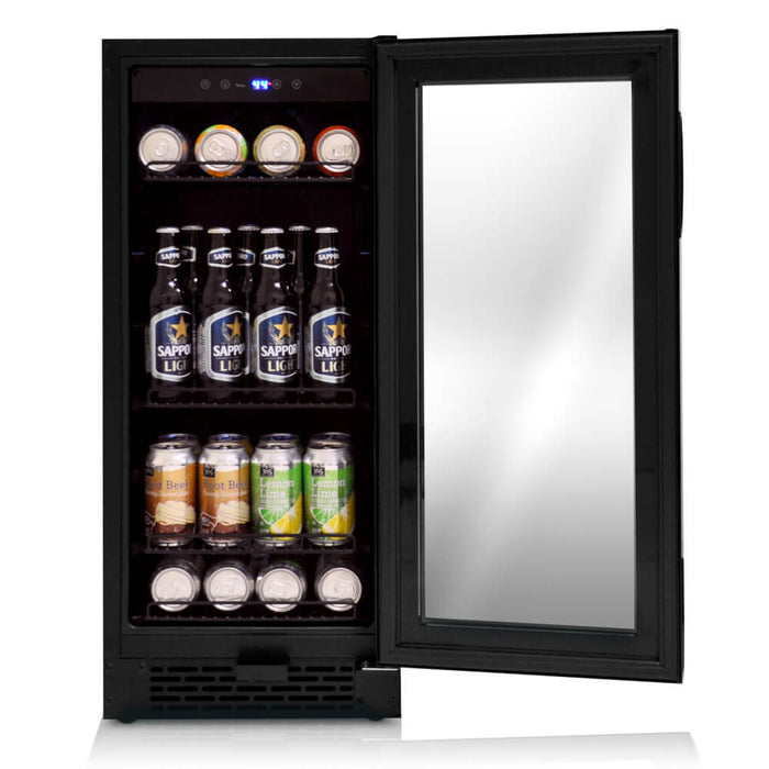 Whynter - Built-in Black Glass 80-can capacity 3.4 cu ft. Beverage Refrigerator | BBR-801BG