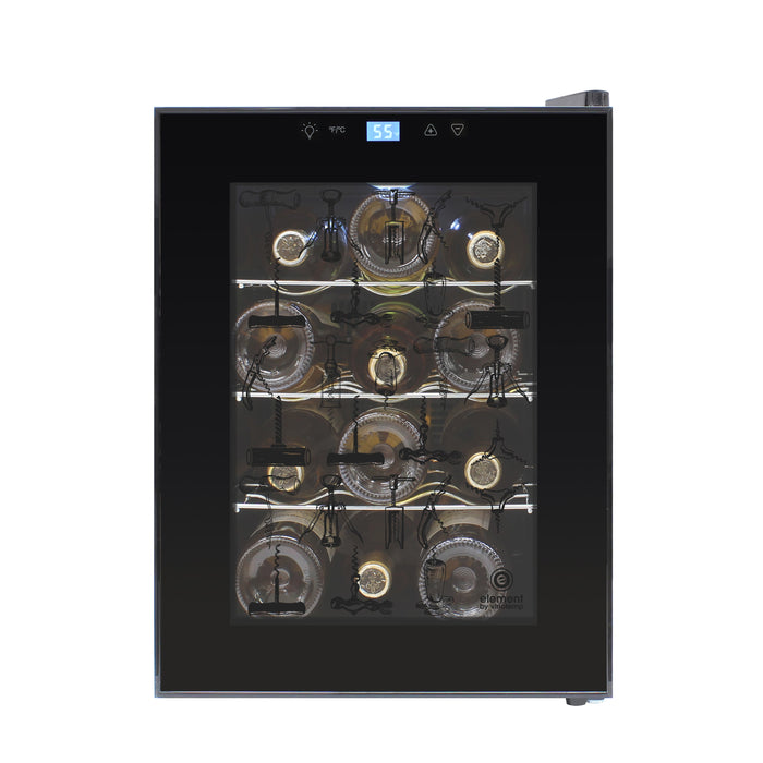 Vinotemp - EL-12TEDCS, Vinotemp Eco Series Single-Zone Thermoelectric Wine Cooler, 12 Bottle Capacity, in Black