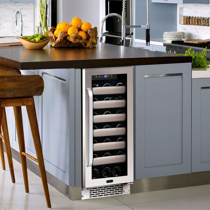 Whynter - Elite 40 Bottle Seamless Stainless Steel Door Dual Zone Built-in Wine Refrigerator | BWR-401DS