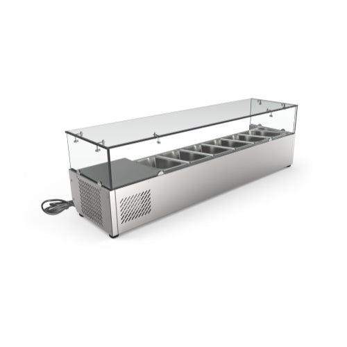 59 in. Six Pan Refrigerated Countertop Condiment Prep Station - SCDC-6P-SG