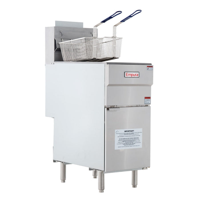 40 lb. Liquid Propane Commercial Stainless Steel Floor Fryer - 90,000 BTU