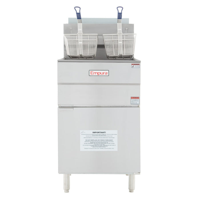 80 lb. Natural Gas Commercial Stainless Steel Floor Fryer - 150,000 BTU